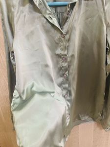Silky Green Button-Up Shirt