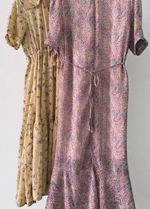 Chic Floral Print Ruched Midi Dress