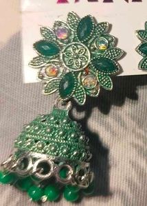 Green Jhumka Earrings