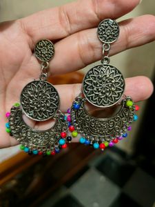 Oxidised Multi Colored Earring