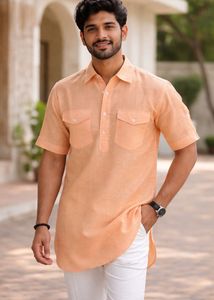 Orange Short Sleeve Kurta