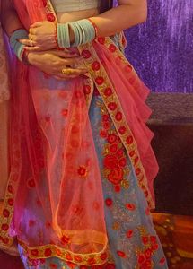 Sky Color Lehnga#khadi Lehnga