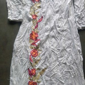 Embroidered White Kurta Set