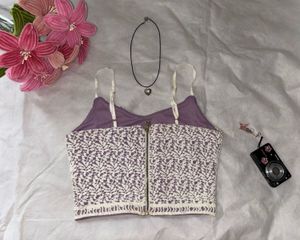 lavender purple crochet crop top