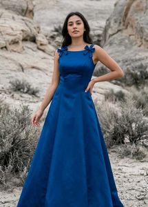 Elegant Royal Blue Bow Detail Maxi Dress