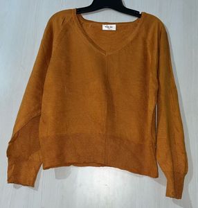 V-Neck Orange Knit Sweater