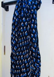 scarf blue and black cotton silk