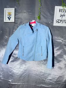 forever 21 Light Blue Faux Suede Biker Jacket
