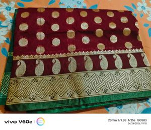 Elegant Maroon Saree with Gold Motifs
