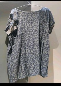 Blue Leaf Print Top
