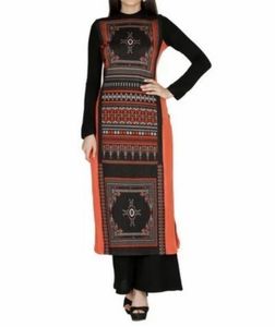 W- gracefull Printed Orange & Black Kurta