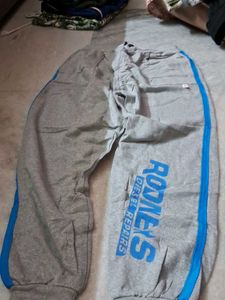 Grey Sweatpants with Blue Stripes