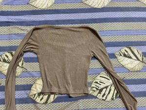 Ribbed Square Neck Button-Up Top