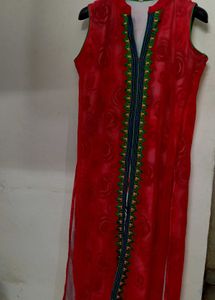 Red Embroidered Kurta with pant🎉