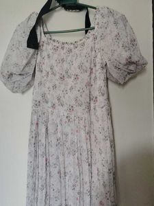 Floral Print Puff Sleeve Maxi Dress