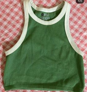 Olive Green Ribbed Tank Top