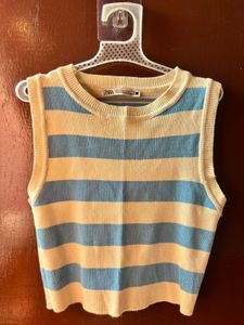 Striped Sleeveless Knit Top