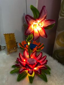 Crocheted Floral Lamp with Fairy Lights
