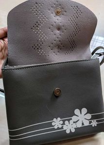 Gray Floral Crossbody Bag