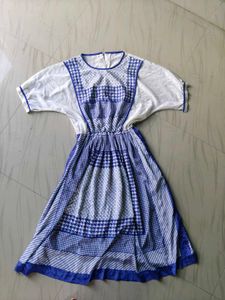 Blue &amp; White Printed Midi Dress