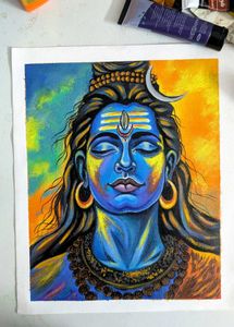 Vibrant Lord Shiva Canvas Painting