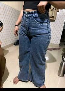 Stylish Wide Leg Acid Wash Jeans