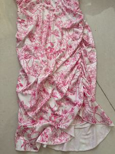 Chic Pink Floral Ruched Mini Dress
