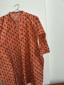 Orange Floral Print Kurta