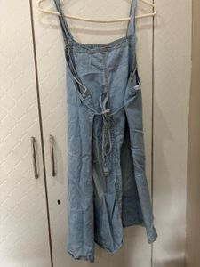 Light Wash Denim Pinafore Dress