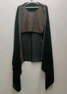 Elegant Green blouses with flayered skirt and dupp