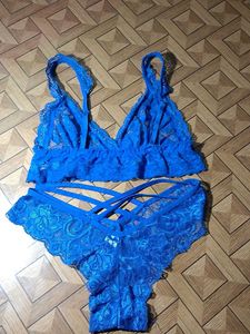 Blue Lace Lingerie Set