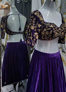 Stunning Purple Velvet Lehenga Choli