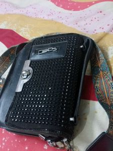Stylish Black Studded Crossbody Bag