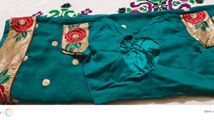 Elegant Emerald Green Saree with Gold Border