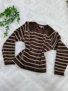 Cozy Striped Velour Sweater