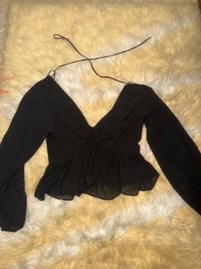 Chic Black Peplum Blouse