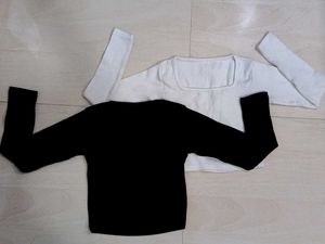 Classic Black & White Long Sleeve Tops