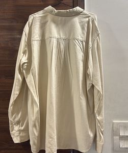 Cream Linen Blend Collared Shirt