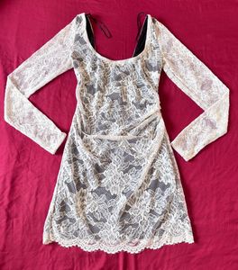 Zara White Net Lace Mini Dress