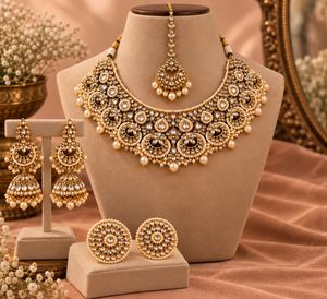 Elegant Kundan & Pearl Jewellery Set