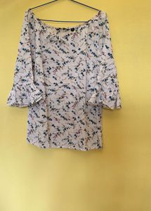 FIG Floral White Tie-Up Top(without pants)| Size S