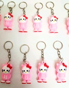 Set of 12 Cute Pink Hello Kitty Keychains