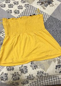 Yellow Smocked Tube Top with Straps size XS