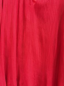 Chic Red Pleated Tie-Neck Blouse