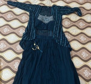 Elegant Teal Lehenga Choli with Jacket