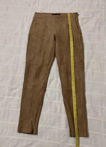 Zara Suede Ankle Zip Pants