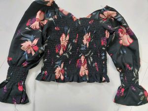 Floral Smocked Black Dress