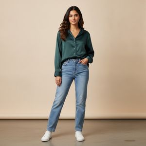 Satin Collared Button-Down Shirt