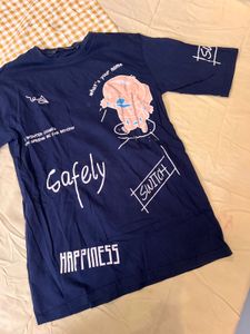 Navy Blue Graphic Print T-Shirt