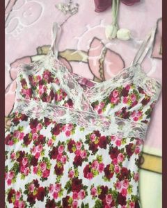 Floral Print Cami Lace Trim dress